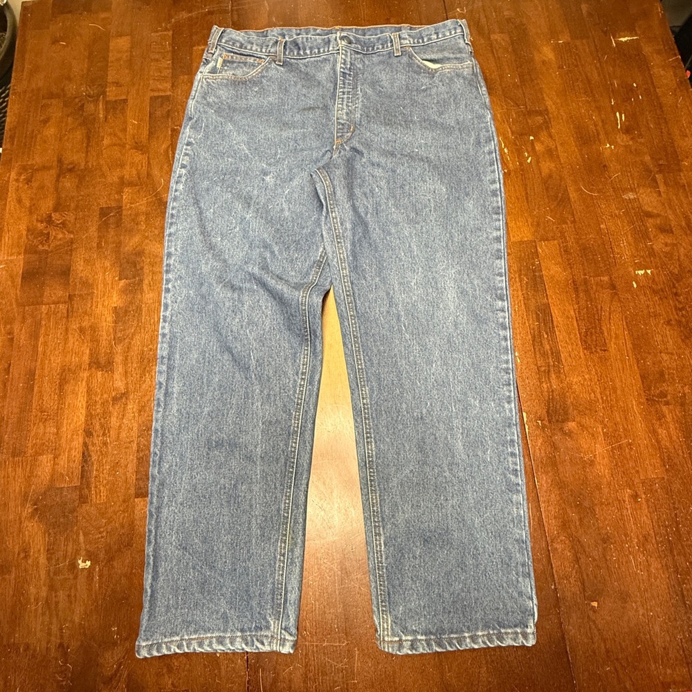 Carhartt FR Flame Resistant Men's Denim Jeans Work Pants 42x32 Blue Cotton Blend